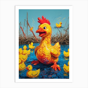 Ducks In The Water 4 Art Print