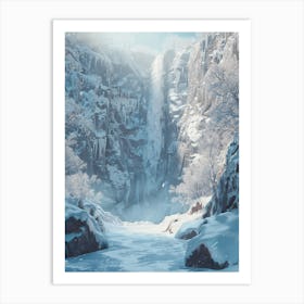 Snowy Waterfall Art Print