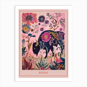 Floral Animal Painting Buffalo 4 Poster Art Print