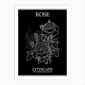 Rose Cityscape Line Drawing 2 Poster Inverted Art Print