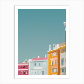 Seaside Art Print Row Of Houses Sunny Day Summer Brighton South Coast England Hotels Art Print