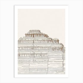 Ellora Caves 2 India Boho Landmark Illustration Art Print