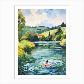 Wild Swimming At River Wye  Herefordshire 1 Art Print