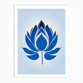 Blue Lotus Retro Minimal 6 Art Print