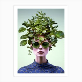 Green Hair plant lover Art Print