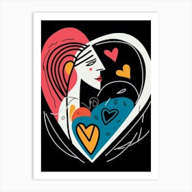 Abstract Heart Line Face Art Print