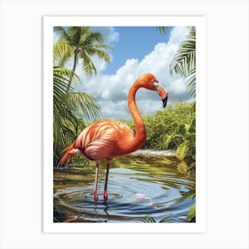 Greater Flamingo Kenya Tropical Illustration 2 Art Print