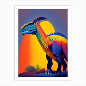 Lambeosaurus Primary Colours Dinosaur Art Print