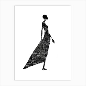 Silhouette Of A Woman In A Long Dress Art Print