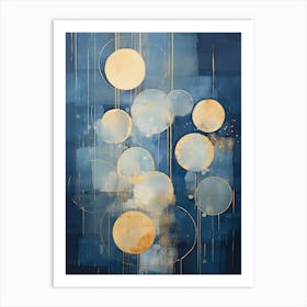 Circles In Blue And Gold Art Print