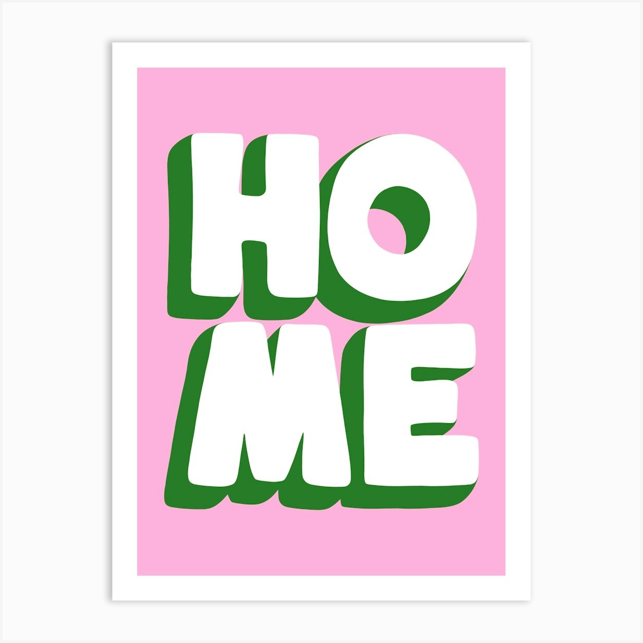 Home Word Art Green and Pink Art Print by OneThreeSix