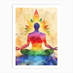 7 Color Chakra Human Lotus Pose Yoga, Abstract World, Universe Inside Your Mind Mental 1 Art Print