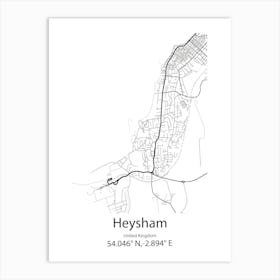 Heysham,United Kingdom Minimalist Map Art Print