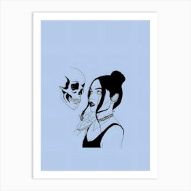 Portrait Of A Girl With A Skull Art Print