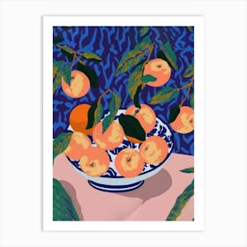 Peaches In A Bowl Matisse Style Art Print