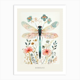 Colourful Insect Illustration Damselfly 13 Poster Art Print