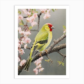 Ohara Koson Inspired Bird Painting Finch 2 Art Print