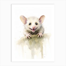 Light Watercolor Painting Of A Acrobatic Possum 4 Art Print