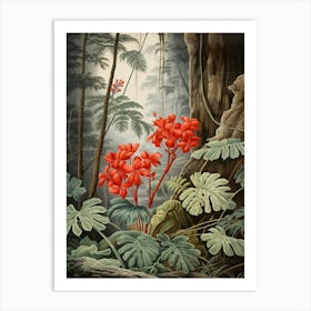 Vintage Jungle Botanical Illustration Jungle Geranium 2 Art Print