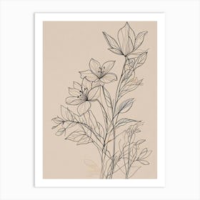 Floral Line Art Print (1) Art Print