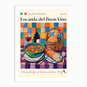 La Locanda Del Buon Vino Trattoria Italian Poster Food Kitchen Art Print