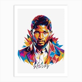 Usher 02 Portrait Music Icon WPAP Pop Art Style Art Print