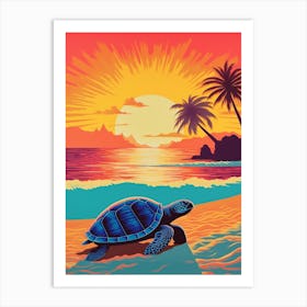 Colour Pop Sea Turtle On The Beach 2 Art Print