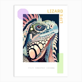 Fiji Crested Iguana Abstract Modern Illustration 5 Poster Art Print