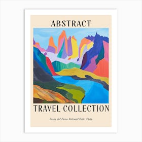 Abstract Travel Collection Poster Torres Del Paine National Park Chile 2 Art Print