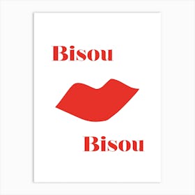 Bisou Bisou Kiss Kiss French Inspired Retro Art Print