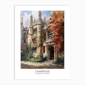 Cambridge University 1 Watercolor Travel Poster Art Print