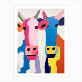 Colourful Kids Animal Art Cow 1 Art Print
