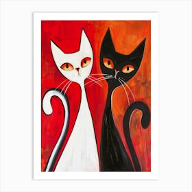 Black And White Cats 7 Art Print