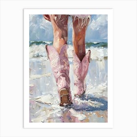 Cowboy Boots On The Beach 1 Art Print