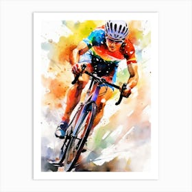Watercolor Of Cyclist sport Art Print