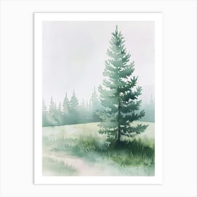 Spruce Tree Atmospheric Watercolour Painting 3 Art Print