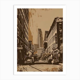 Duotone Illustration Sixth Street Austin Texas 4 Art Print