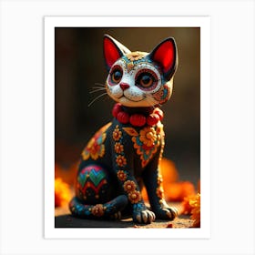 Day Of The Dead Cat Art Print