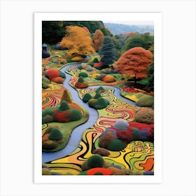 Garden Of Cosmic Speculation, United Kingdom In Autumn Fall Illustration 1 Art Print