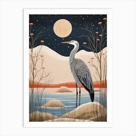 Bird Illustration Great Blue Heron 2 Art Print