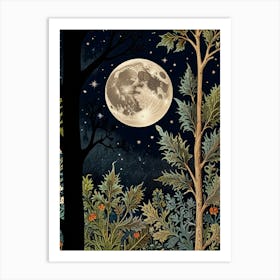 Moonlight In The Woods Style William Morris Art Print Art Print