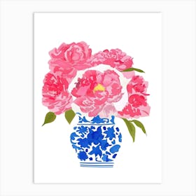 Pink Peonies In A Vase Art Print