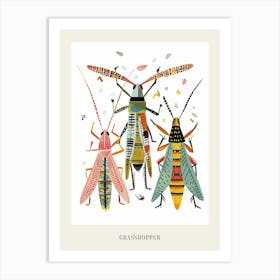 Colourful Insect Illustration Grasshopper 4 Poster Art Print