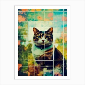 Cat In A Mosaic Polaroid Art Print