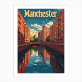 Aihrgdesign A Retro Travel Poster For Manchester 3 Art Print