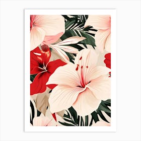 Seamless Pattern With Tropical Flowers 1 Art Print