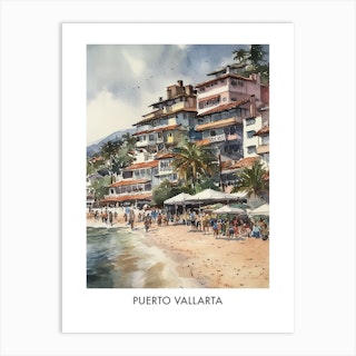 Puerto Vallarta Watercolor 3travel Poster Art Print