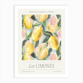 Mediterranean Lemon Fruit Market, Impressionist Lemons Art Print