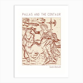 Line Art Minimalist – Pallas And The Centaur – Sandro Botticelli – Classic Painting 1 Art Print