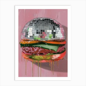 Disco Ball Burguer Mosaic Painting Kitchen Art Print